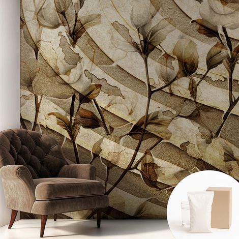 Tapete Vliestapete mit Kleber - abwaschbar - Tapete mit Motiv - trendige Wanddeko - elegant Fototapete  Klassische Flora 250x250 cm (1/5)