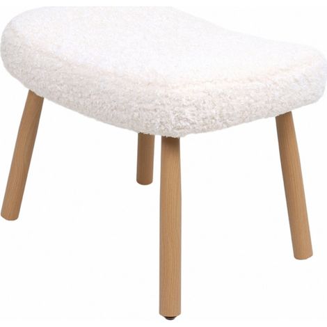 Tabouret design blanc assise mouton confort et style scandinave - blanc effet laine mouton (1/4)