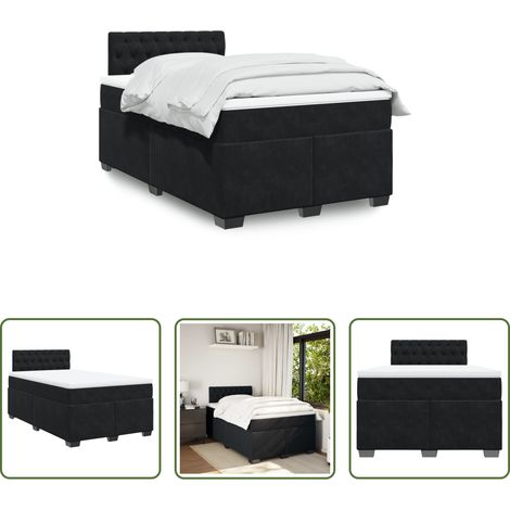 Matelas à ressorts ensachés - Sommier à lattes de lit avec matelas noir 120x190 cm velours (1/5)