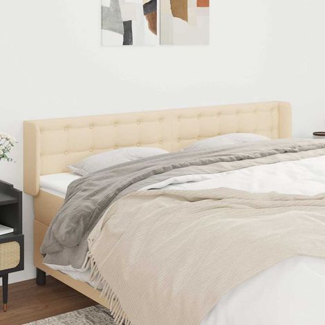 vidaXL Cabecero de tela color crema 203x16x78/88 cm (1/5)