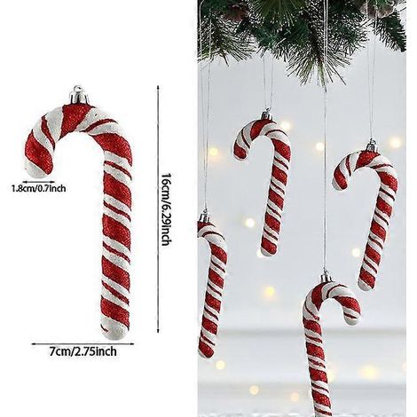 boule de Noël suspendue, rouge et blanche, en forme de canne à sucre, pour la maison, les fêtes et le sapin de Noël. Décorations pour Noël et le Nouvel An. (1/5)