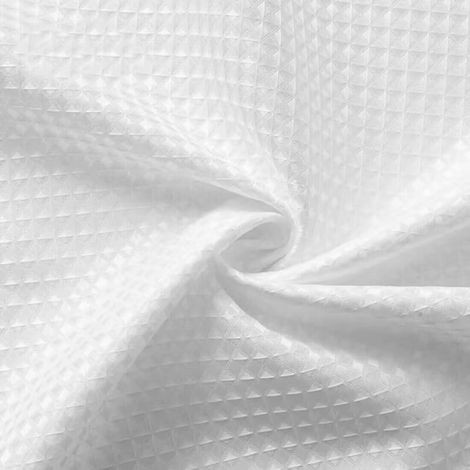 180x180CM (Blanc) , Rideau de Douche Gaufre avec Anneaux en Métal Rideau de Douche Baignoire Anti Moisissure Tissu Rideau Salle de Bain Robuste pour Baignoire Cabine de Douche, Ourlet Lesté (1/4)