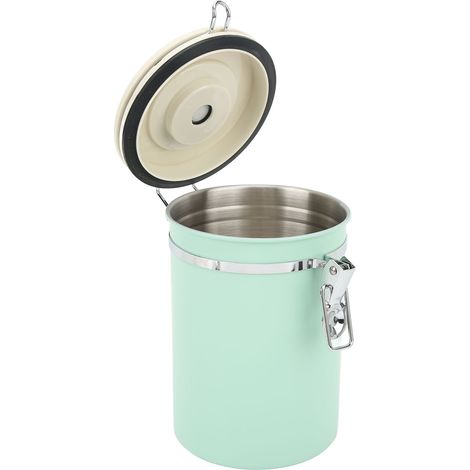 Boîte à café hermétique en acier inoxydable vert menthe de qualité alimentaire, avec dosette et roue à dattes pour thé et noix, 1,8 L (1/5)