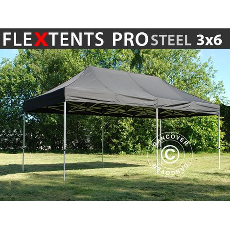 Pop up gazebo FleXtents PRO Steel 3x6 m Black