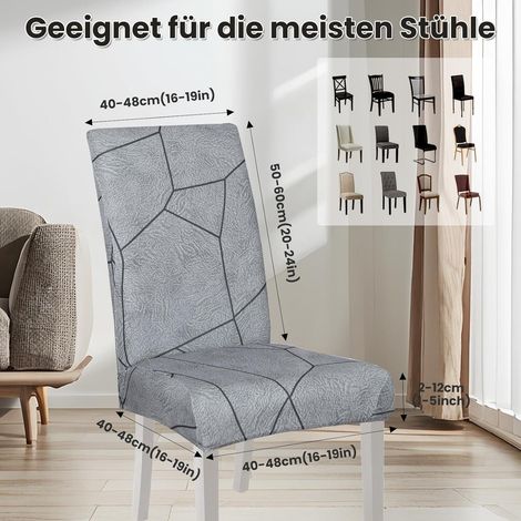 Stuhlhussen 6er Set, Stretch Hussen für Schwingstühle, abnehmbar & waschbar, Geometrie-Muster