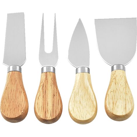 Set aus 4 Käsemessern mit Griffen aus Akazienholz