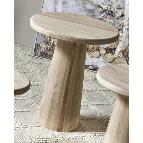 Table basse ronde en bois naturel 60 cm 50Dx60 cm (1/3)