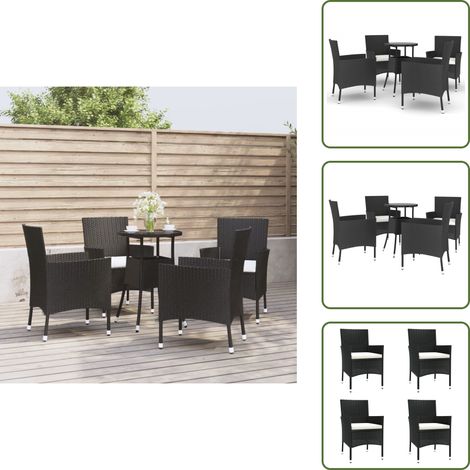 Cuscini per sedie - vidaXL Set Bistrò da Giardino 5 pz con Cuscini in Polyrattan Nero - Mobili da giardino