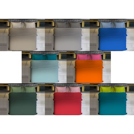 Completo Lenzuola Bicolor Estate Inverno In 100% Cotone Tinta Unita Amici, misuraMatrimonialecoloreBlu