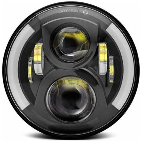 12V/24V LED-Motorradscheinwerfer, runde Retro-Blinker, 7-Zoll-Scheinwerferersatz für Jeep Wrangler (1/4)