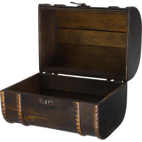 Boîte à Bijoux Rangement Bagues Colliers avec Poignée Rétro, en Bois (1/5)