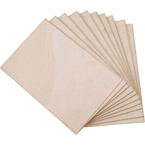 Paquet de 10 Feuilles Bois Brut, Planches Fines en Lamellé-Collé pour Maisons, Avions, Bateaux, Loisirs Créatifs et Décorations DIY (1/4)