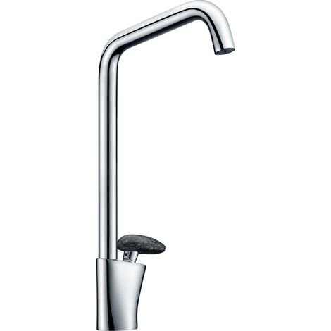 Essebagno Mitigeur lavabo bec haut Galet chrome poignée façon pierre (1/3)