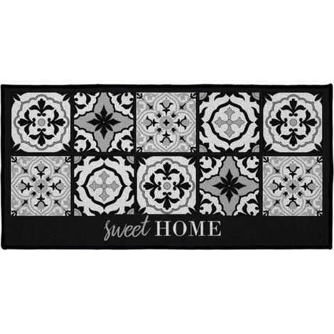Tapis Déco Rectangulaire "Alfama" 57x115cm Noir