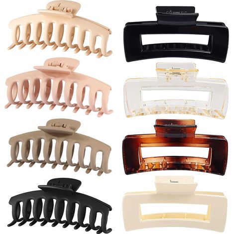 Lot de 8 grandes pinces à cheveux, pinces pour cheveux épais, antidérapantes, pinces à mâchoires, accessoires de coiffure pour femmes et filles (1/5)