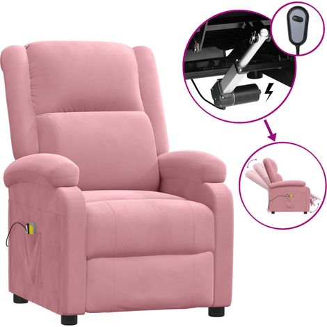 Maison Exclusive - Poltrona Elettrica Reclinabile Massaggio in Velluto Rosa (1/5)