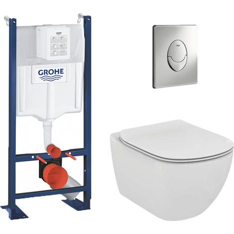 Pack WC Rapid SL autoportant + WC sans bride AquaBlade + Abattant slim softclose + Plaque chrome + Set isolation phonique (1/5)