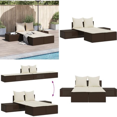 Doppel-Sonnenliege mit Auflagen Braun Poly Rattan - Doppel-Sonnenliege - Gartenliege - Lounge Chair - Outdoor Liege - Poolside Lounge - Home & Living (1/5)