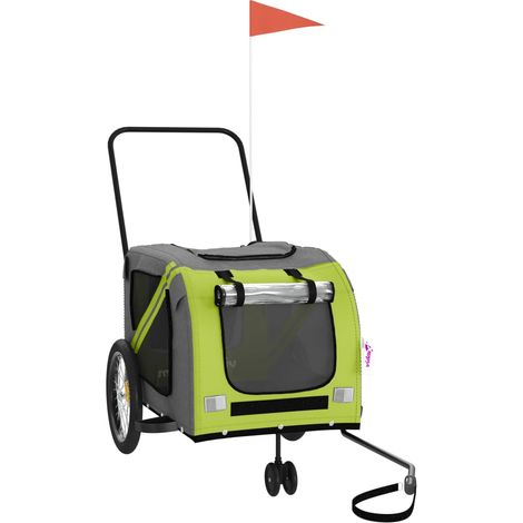 Remorque de vélo pour animaux de compagnie vert et gris (1/5)