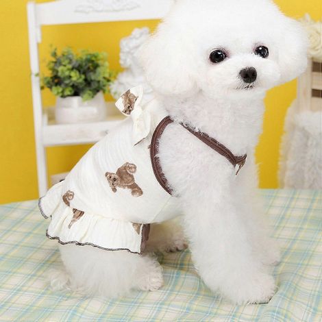 Robe pour chien adorable motif ours, robe pour chiot en coton doux et respirant, vêtements d'été pour chien (1/2)
