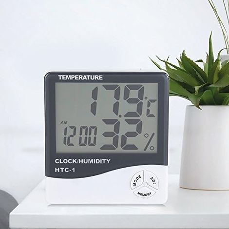 Thermomètre Interieur, Hygromètre Thermomètre hygromètre numérique à Cristaux liquides avec Moniteur de Compteur d'humidité pour température précise(pile non incluse) (1/5)