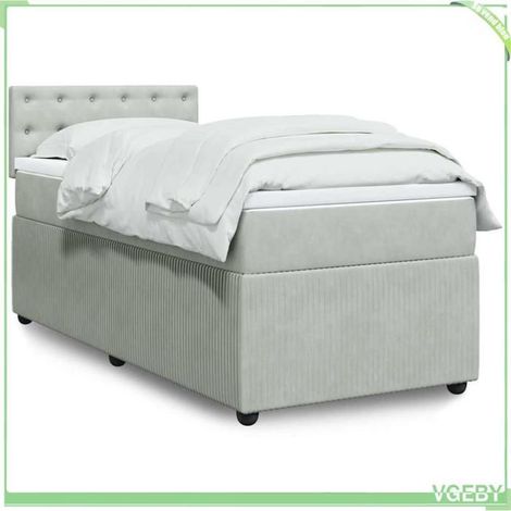 Cadre de lit avec tête de lit - 3287602 - Sommier à lattes - Matelas 80x200 cm (20 cm) - Velours gris clair (1/5)