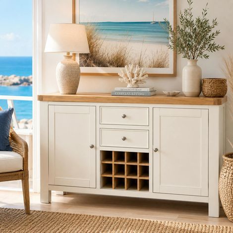Buffet blanc style bord de mer avec range-bouteilles VELIA (1/5)
