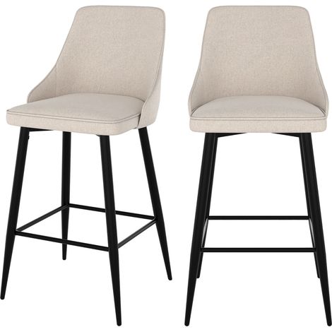 Set de 2 sillas para isla de cocina en tela beige 66,5 cm - Pipo