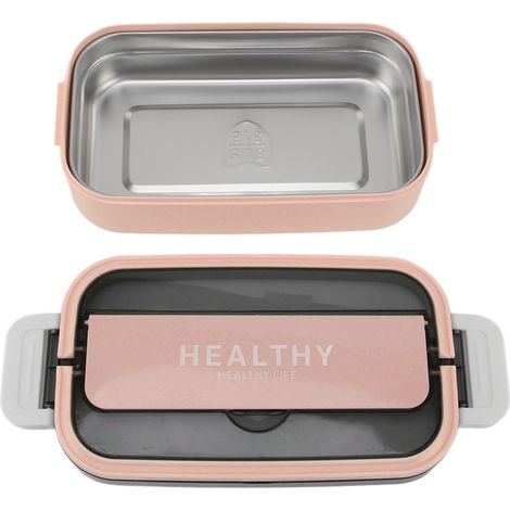 Portapranzo Bento in acciaio inox 316, capacità 700 ml, adatto al microonde, contenitore a tenuta stagna, ideale per scuola e ufficio, rosa chiaro. (1/5)