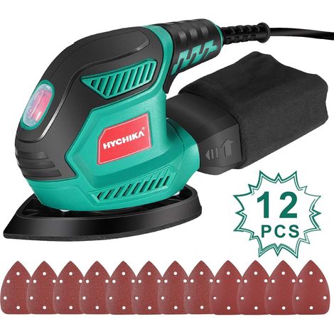 Mouse Sander, HYCHIKA 200W 14000RPM Mouse Detail Sander with Dust Collector, 12PCS Sandpapers(140 140 80mm), Electric Sander for Wood