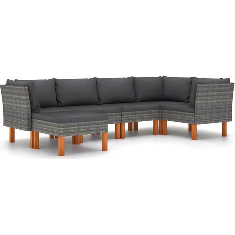 Maison Exclusive - 6-tlg. Garten-Lounge-Set mit Kissen Poly Ratta (1/5)