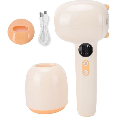 Ortviai Sèche-cheveux sans fil portable, 4 niveaux de puissance, température constante à 37 °C, charge magnétique, silencieux (1/5)