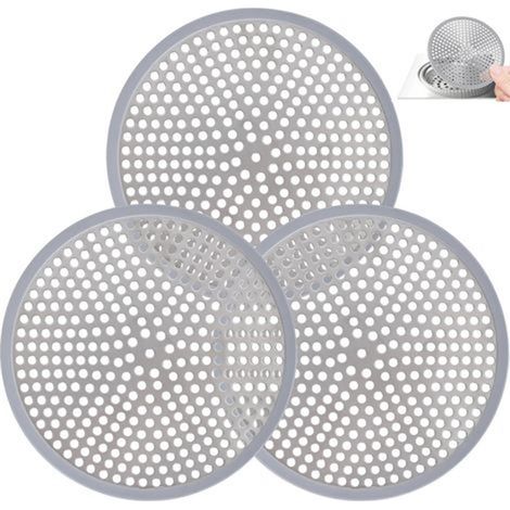 Set mit 3 Edelstahl-Abflusssieben (grau) für Badewanne, Küche, Badezimmer und Dusche. (1/5)