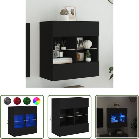 LED-Leuchten - TV-Wandschrank mit LED-Leuchten Schwarz 58,5x30x60,5 cm (1/5)