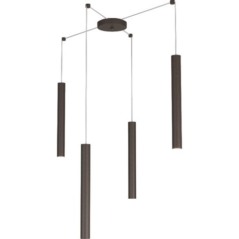 Sospensione Moderna Round Tube Metallo Marrone 4 Luci Gu10 (1/4)