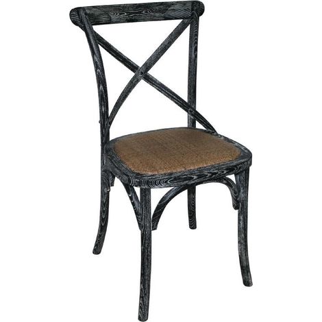 Chaises en Bois Noir Patiné avec Dossier Croisé - Lot de 2 - Bolero (1/5)
