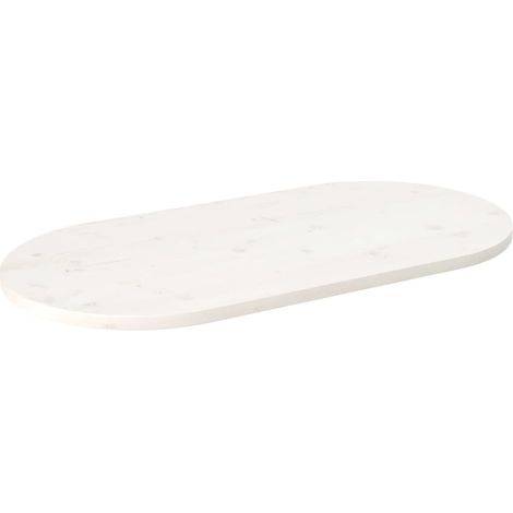 Dessus de table blanc 90x45x2,5 cm bois de pin massif ovale vidaXL