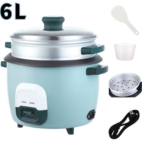 Cuiseur à riz 6 L, Cuiseur à riz grande capacité, antiadhésif, 1000W, tasse mesurer cuillère à riz, pour cuire riz réchauffer plats (1/5)