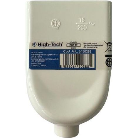 HIGH-TECH PRESA BIPASSO 16A 2P+T BIANCA MATERIALE ELETTRICO