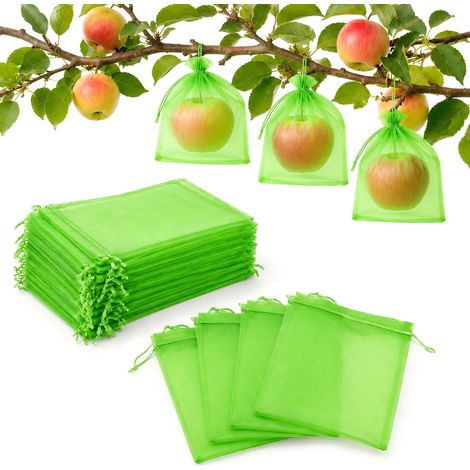Fruit Protection Bag 50 Pieces, Green Organza Bags 15 x 20 cm, Grape Bag, Fruit Nets with Drawstring to Protect Against Wasps Birds and Other Insects (1/5)
