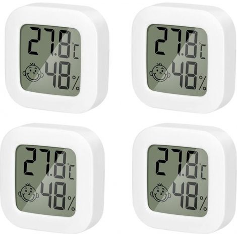 Confezione da 4 termometri e igrometri elettronici ad alta precisione per interni, ideali per la cameretta dei bambini, con display a parete per misurare umidità e secchezza. (1/4)