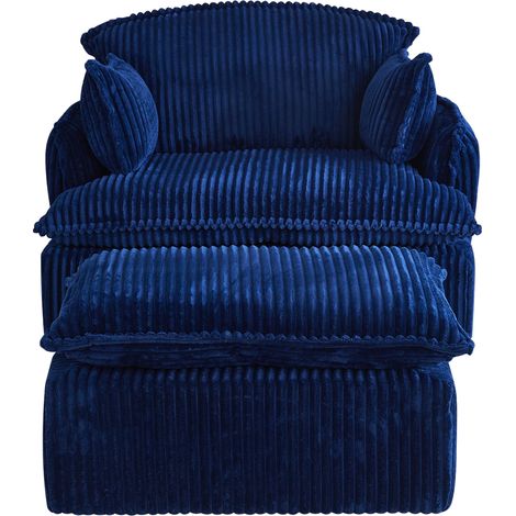 Fauteuil canapé compressé en tissu velours côtelé avec pouf, convertible, compact pour petits espaces (1/5)