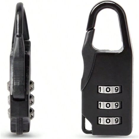 Cadenas à combinaison à cadran léger, cadenas à 3 chiffres, verrou de sécurité compact pour voyage, vestiaires de gym, noir (1/4)
