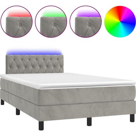 Maison Exclusive - Letto a Molle con Materasso e LED Grigio Chiaro 120x200 cm Velluto (1/5)
