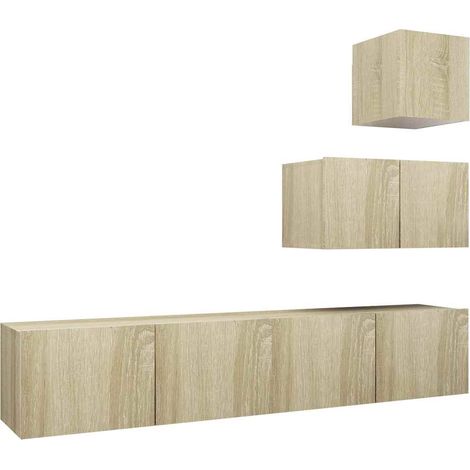 vidaXL Juego de muebles de salón 4 piezas roble Sonoma (1/2)