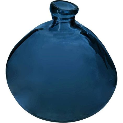 Vase Rond en Verre recyclé Bleu Orage H 23 cm (1/3)