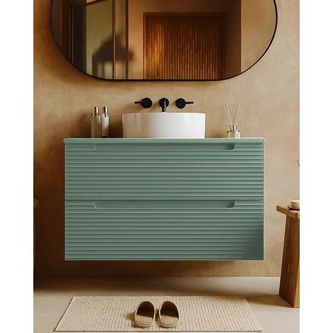 Exagonshop Mobile bagno muschio 100x45 Mango lavabo tondo da