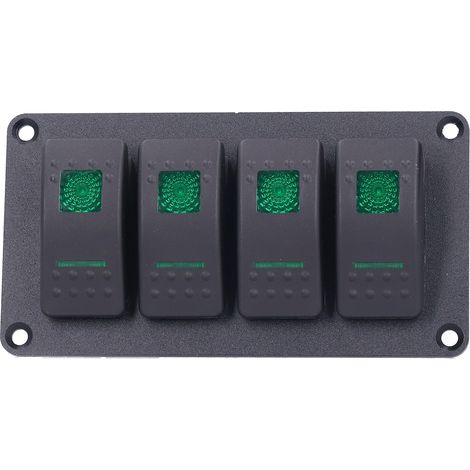 Panneau de commande à bascule à 4 positions avec rétroéclairage LED, 5 broches, protection contre la surchauffe, adapté aux véhicules, navires, yachts et bateaux 12V/24V, avec voyant vert. (1/5)