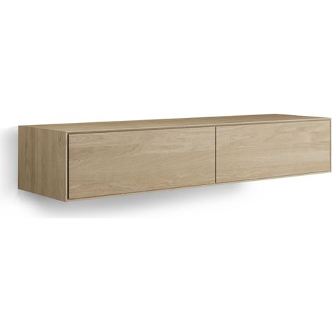 Looox Wood collection Meuble sous lavabo en bois avec 2 tiroirs 160x30x46cm chêne - vieux gris (1/5)