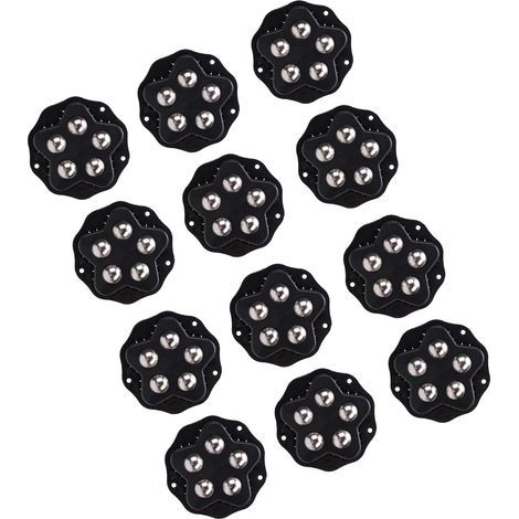 Lot de 12 roulettes auto-adhésives avec plaquettes de frein, rotation à 360 degrés, roulettes de meubles robustes pour appareils électroménagers, bibliothèque, table de nuit, jardinières, noir (1/5)